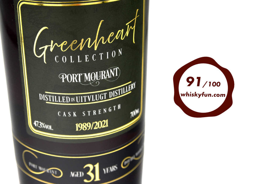 91 points from Whiskyfun.com to Port Mourant 31yo 1989 Greenheart Collection