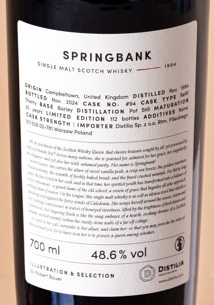 Springbank 1994/2024 30 Jahre alt 48,6% 700ml The Sins – Envy, Robert Bauer und Distilia