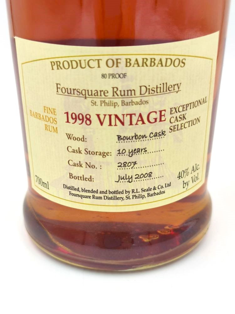 Foursquare 1998 10yo 40% cask#2807 Exceptional Cask Selection Mark