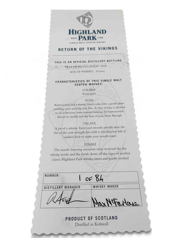 Highland Park 1979 29 Year Old 56.1% #413 Return of the Vikings