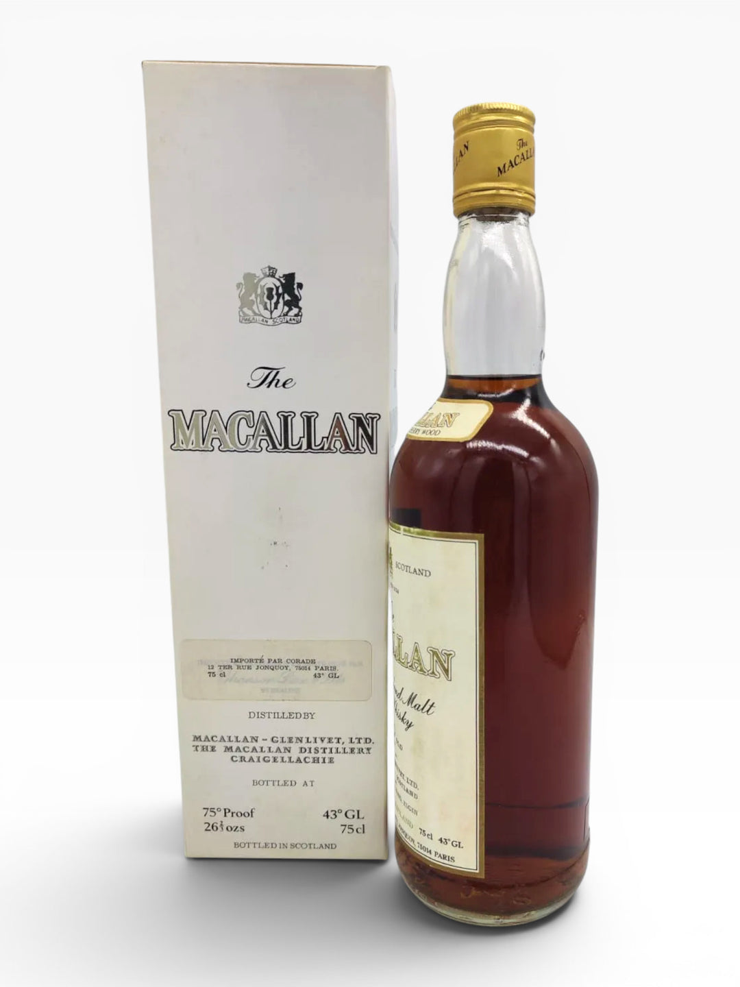 Macallan 12yo 75 proof 26 2/3 FL.OZS 43 GL 750ml Importé Par. Corade