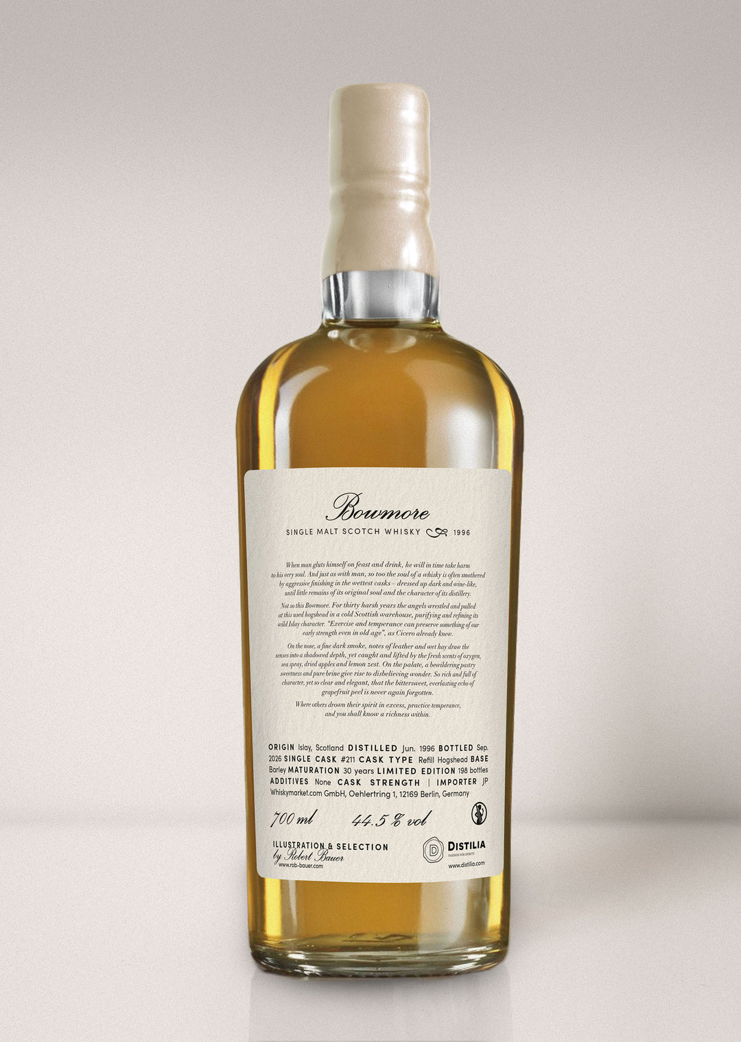 Bowmore 1996/2026 30yo 44,5% cask #211 The Virtues - Temperance, Robert Bauer and Distilia