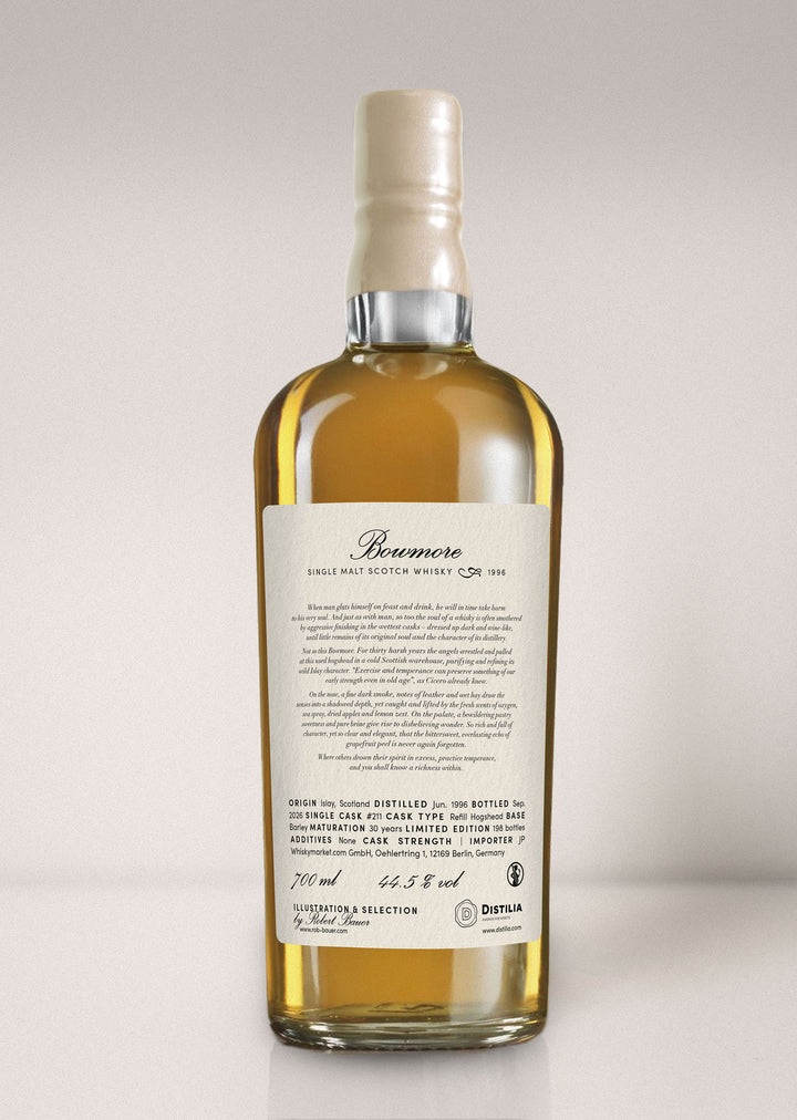 Bowmore 1996/2026 30yo 44,5% cask #211 The Virtues - Temperance, Robert Bauer and Distilia