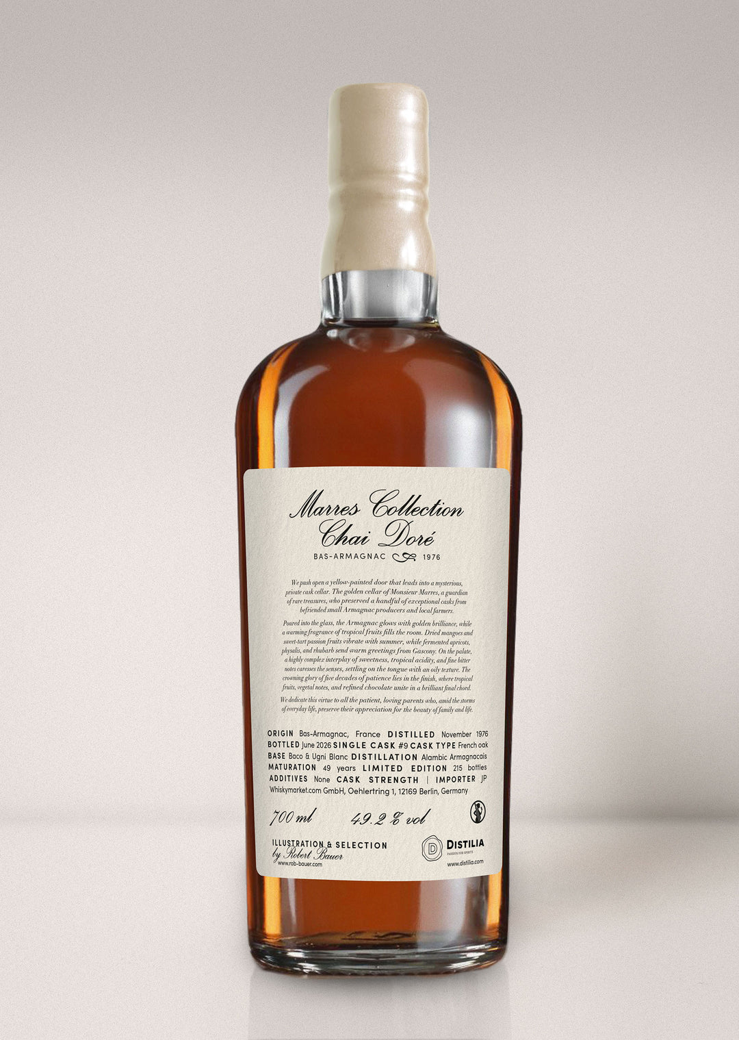 Chai Doré Armagnac Marres Collection 1976/2025 49yo 47,5% cask #9 The Virtues - Patience, Robert Bauer and Distilia
