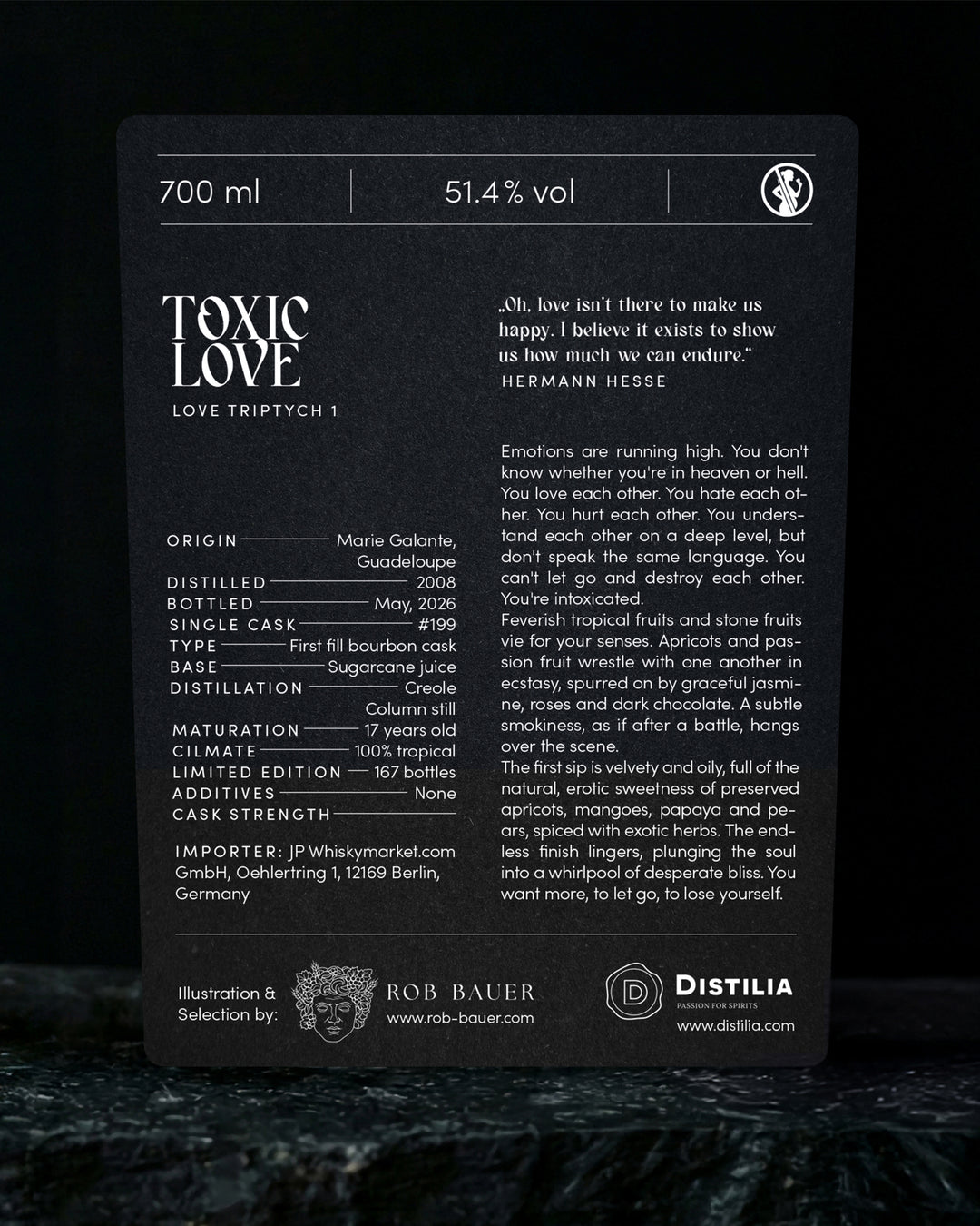 Marie Galante BLLE 2008/2026 17yo 51,4% cask #199 Love Triptych - Toxic Love, Robert Bauer and Distilia