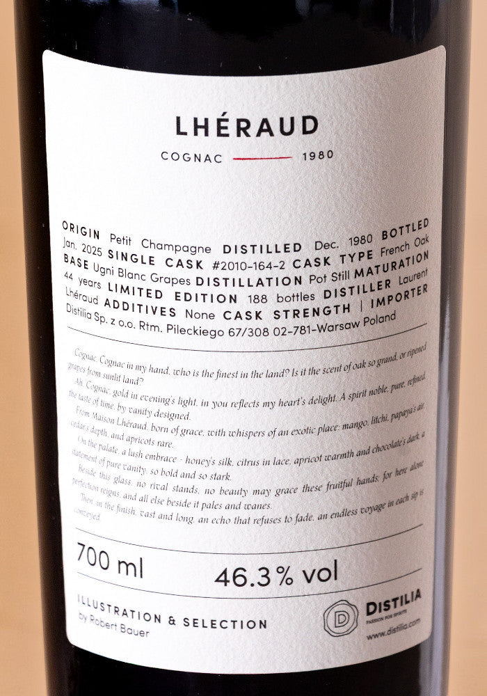 Lhéraud 1980/2025 44 Jahre 46,3 % 700 ml Die Sünden – Vanity, Robert Bauer und Distilia