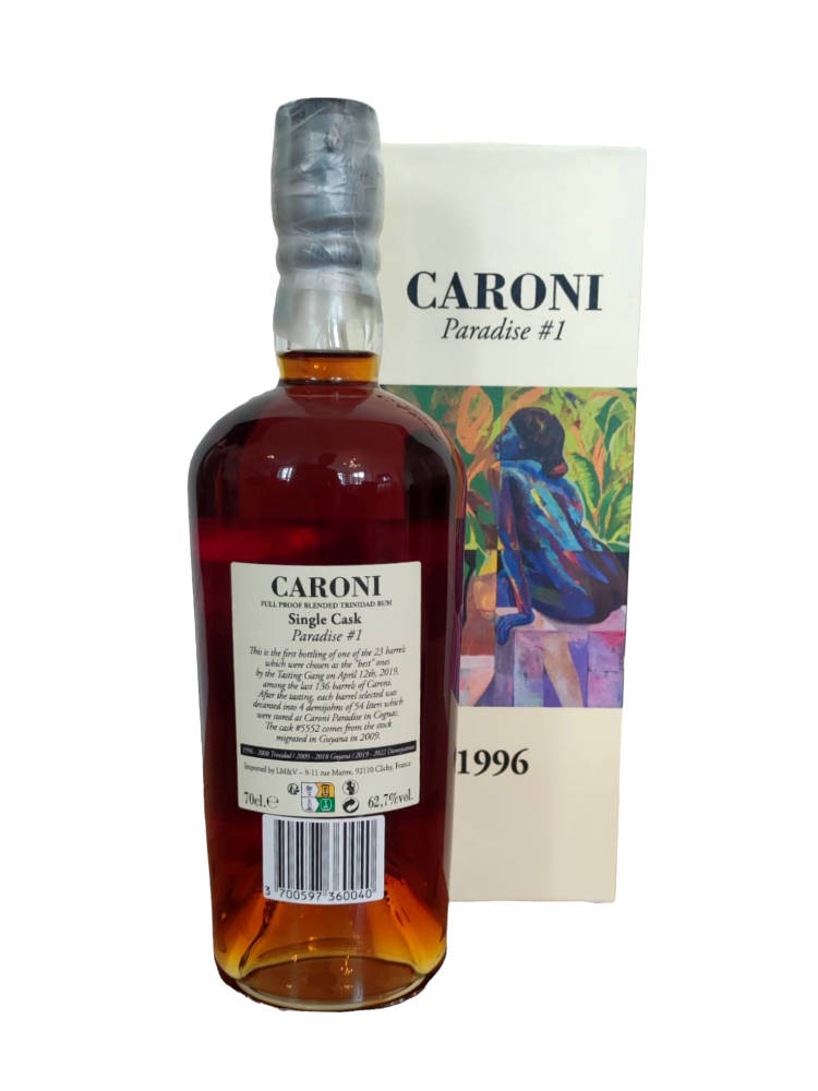 Caroni Paradise #1 Velier 1996 26yo 62,7% cask#5552 back